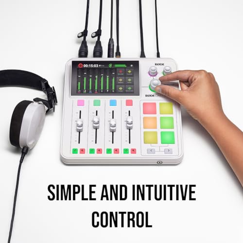 RØDE RØDECaster Duo Compact All-in-One Audio Production Solution for Podcasting, Streaming, Music Production and Content Creation (White) | Compact 2-Input Studio with Revolution Preamps, Built-in Series Iv Wireless Receiver, 5.5 Touchscreen, USB-C - colo