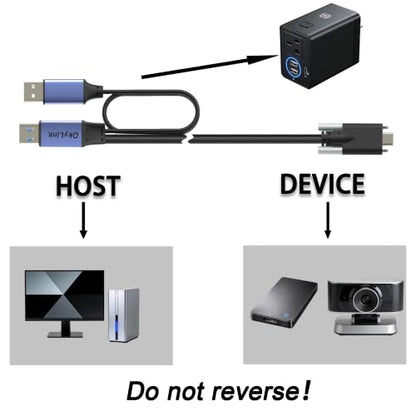 OkyLink Active USB 3.0 A to C Cable, Male to Male 5Gbps, 15ft, Screw Lock | 5M, 3.2 Gen 1, Industrial - grade, for webcam/VR/hard drive - color: USB3.0(5Gbps), size: 15ft (5m)-Screw