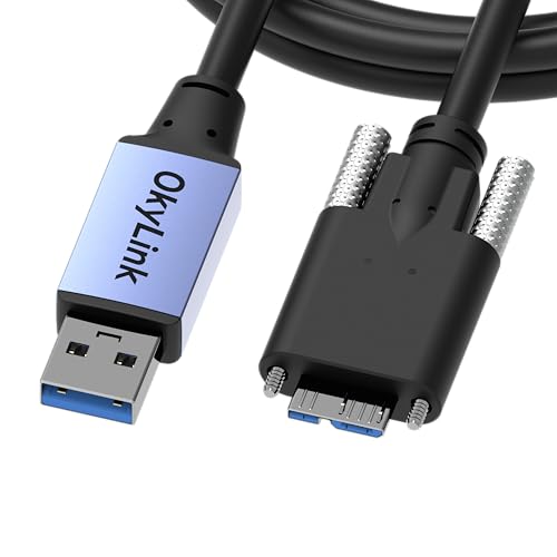 OkyLink USB 3.0 A to Micro-B Cable, 5Gbps, 5ft, Double Screw Lock | 1.5M, 3.2 Gen 1, Male to Male, for External Hard Drive HDD SSD - color: Screw USB3.0, size: 5ft (1.5m)