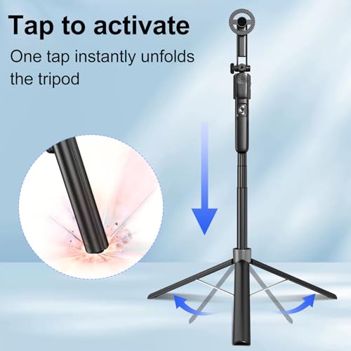 Magnetic Auto Face Tracking Tripod for iPhone that Follows Your Movement, 71" Portable Selfie Stick Tripod with Remote 360 Rotation, Magnetic Phone Tripod Stand for Vlogging, Travel, Video Recording