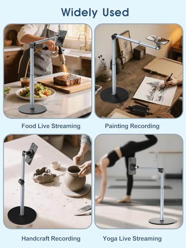 Heavy Duty Aluminum Overhead Phone Stand for Recording, Adjustable iPhone Tripod for Overhead Shots, Sturdy Stand for Cooking, Crafting, Filming, Painting – Perfect for Creators（Magnetic） - style: Magnetic