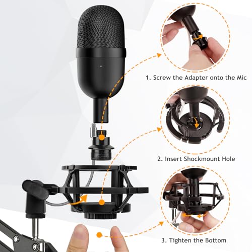 Razer Seiren Mini Boom Arm Mic Stand with Pop Filter, Shock Mount, Upgraded Heavy Duty Clamp, Adjustable Suspension Scissor Boom Arm Stand for Razer Seiren Mini USB Streaming Microphone Frgyee