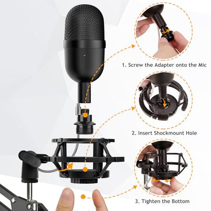 Razer Seiren Mini Boom Arm Mic Stand with Pop Filter, Shock Mount, Upgraded Heavy Duty Clamp, Adjustable Suspension Scissor Boom Arm Stand for Razer Seiren Mini USB Streaming Microphone Frgyee