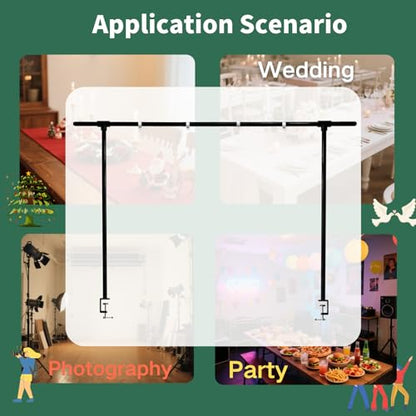 Beyeutao Over The Table Rod Stand with Clamps Adjustable 16"-87" Length 30"-45" Height Metal Balloon Arch Stand Black Table Backdrop Frame Suitable for Photography Wedding Birthday Party Christmas - color: Black, size: 16-87 Inches