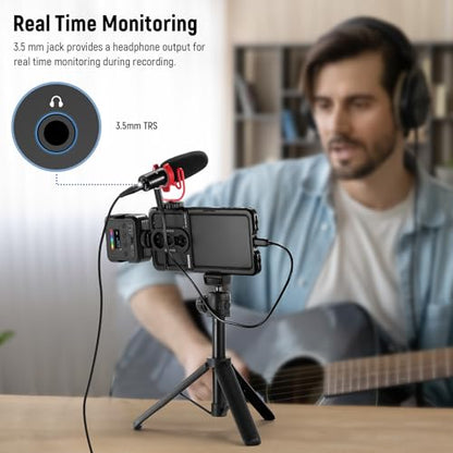 NEEWER KM17 USB C Microphone Noise Cancelling Plug & Play High Sensitivity Cardioid Vlog Interview Mic with Shock Mount Compatible with iPhone 16 Pro Max Android DJI Pocket 3 Insta360 - style: KM17