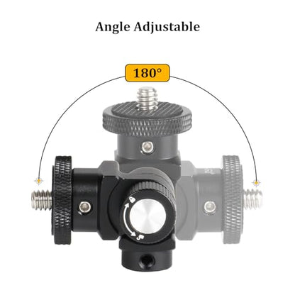 HSU Vertical Mount Adapter, Aluminum 1/4”-20 Screw Hole 180° Rotation Camera Tripod Mount for Insta360 X5/X4/X3/X2/X/RS/R/GoPro/DJI Osmo Action 5 Pro/4/3 Camera and Other Action Cameras (Black)