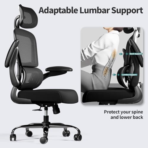 TRALT Office Chair Ergonomic Desk Chair, 330 LBS Home Mesh Office Desk Chairs with Wheels, Comfortable Gaming Chairs (1, Black) - color: Black