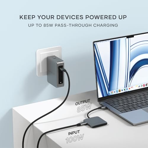 Satechi USB-C Hub: 4-in-1 with 100W Pass-Through & 10Gbps USB 3.2 for MacBook, iPad, Surface, Chromebook & More