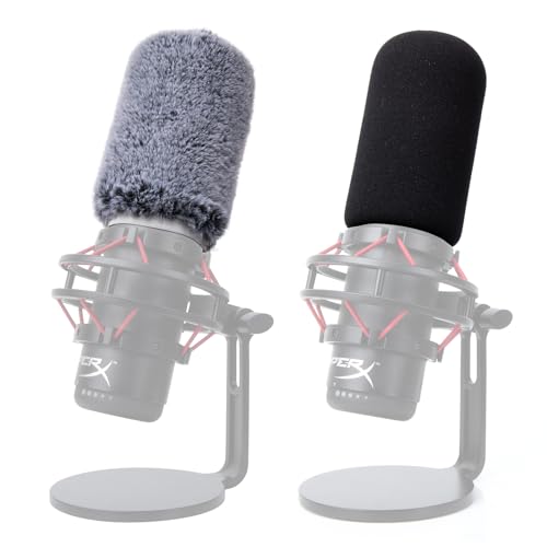 For Hyperx QuadCast Windscreen - Fluffy Pop Filter Compatible with Hyperx QuadCast S Microphone, Mic Foam Cover Reduce Background Noise(1*Fluffy and 1*Foam) - color: 2*Mic Cover