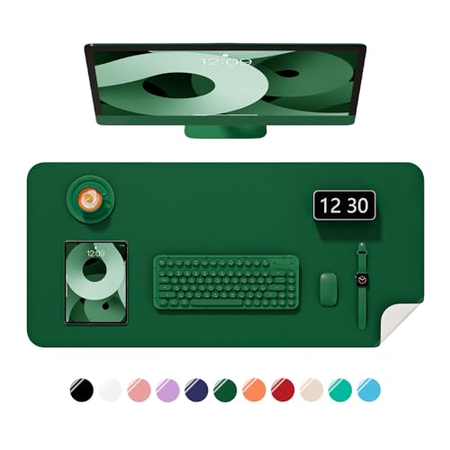 Desk Pad, 35.5" x 17" PU Leather Non-Slip Desk Mat Large Mouse Pad for Desktop, Waterproof Laptop Computer Writing Mat for Office, Home, Work, Gaming, Dark Green - color: Dark Green, size: 35.5" x 17"