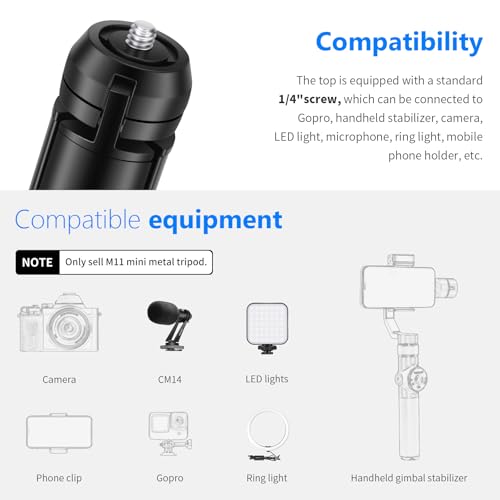 NEEWER Mini Metal Tripod, Table Stand, Desktop Compact Tripod Compatible with Crane M2, Smooth Q2, Gimbal Grip Stabilizer and All Cameras - style: M11