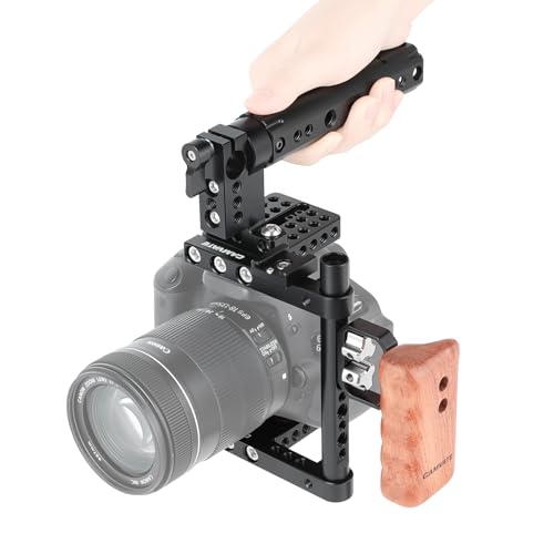 CAMVATE DSLR Camera Cage Top Handle Wood Grip Compatible for Sony Panasonnic