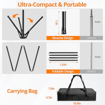 Green Screen Backdrop Kit, 5×7ft Portable Greenscreen Background with Adjustable T-Shaped Stand, 5 Clamps, Carrying Bag for Parties, Streaming, Photography, Zoom, Gaming, Video Studio - color: green