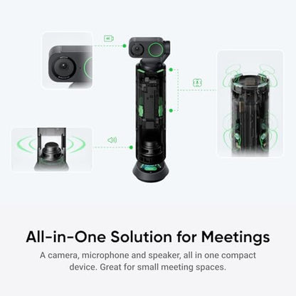 Insta360 WaveLink - 4K Conference Room Speakerphone and Camera, Speaker Tracking, 5m 360° Voice Pickup, Noise Reduction, AI Transcription and Summaries, Plug & Play, Works with Zoom, Teams - color: Graphite Black, style: WaveLink Bundle
