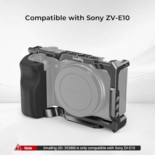 SMALLRIG ZV-E10 Cage with Silicone Handle and Built-in Threaded Holes, Cold Shoe and Quick Release Plate for Sony ZV-E10 - style: Cage with Silicone Handle