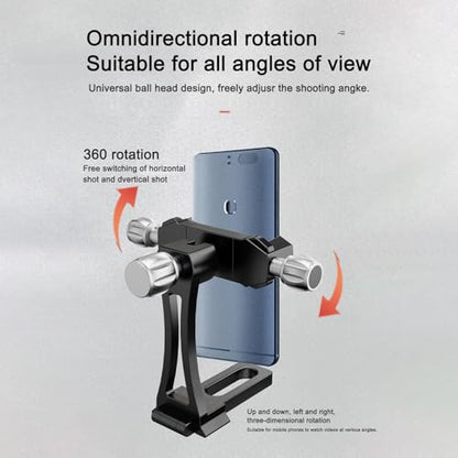 Ultralight Phone Tripod Mount T6061 Aerospace Aluminum 150g 360° Ball Head Auto-Clamp Gravity Sensor Fit 58-88mm Phones for Vlogging/Car/Desktop Filming (YH-BFZ-01C)
