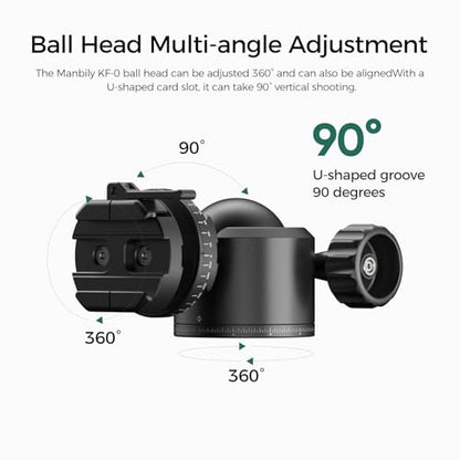 FANAUE Low Profile Camera Tripod Ball Head Mount, 55mm Tripod BallHead with 360° Swivel & 90° Tilt Panoramic Compatible with Arca, (XB-55T)