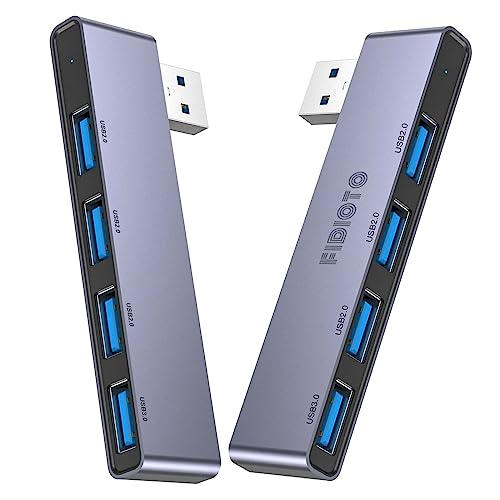 USB Hub(1 Right and 1 Left), Fidioto 4-Port USB Hub(1 * 3.0 Port, 3 * 2.0 Port) USB Splitter USB Expander for Laptop, Xbox, Flash Drive, HDD, Console, Printer, Camera,Keyborad, Mouse - color: 4in1-Right&left-Grey