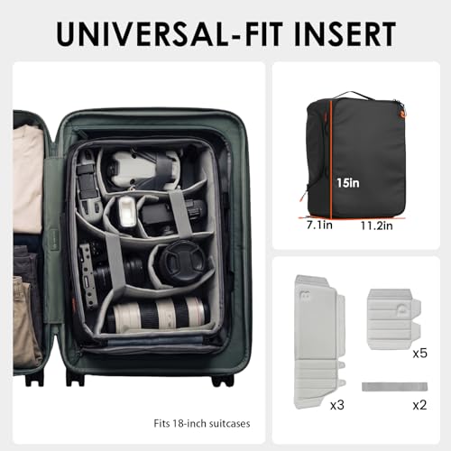 TARION Medium Camera Insert Bag Quick Access DSLR Inner Case Organizer M | Fits 2 Cameras 7 Lenses Drone Gear, Full Back Opening, Framed Top Lid, Protective Insert Cube, 14.6x11x6.7" ShellCore M - style: M (2 Cameras 7 Lenses)