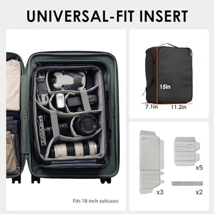 TARION Medium Camera Insert Bag Quick Access DSLR Inner Case Organizer M | Fits 2 Cameras 7 Lenses Drone Gear, Full Back Opening, Framed Top Lid, Protective Insert Cube, 14.6x11x6.7" ShellCore M - style: M (2 Cameras 7 Lenses)