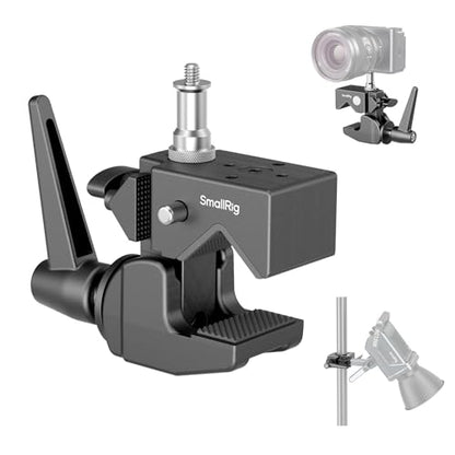 SMALLRIG Super Clamp Kit, Heavy Duty Max Load 33lb /15kg, with a 1/4"-20 & a 3/8"-16 Top Screw on a 5/8" Stud, for Photography Studio Video Camera Lighting, for Round Pipe and Flat Surface - size: Clamp