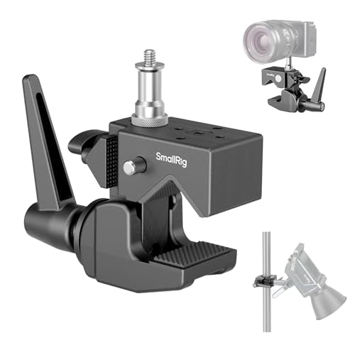 SMALLRIG Super Clamp Kit, Heavy Duty Max Load 33lb /15kg, with a 1/4"-20 & a 3/8"-16 Top Screw on a 5/8" Stud, for Photography Studio Video Camera Lighting, for Round Pipe and Flat Surface - size: Clamp