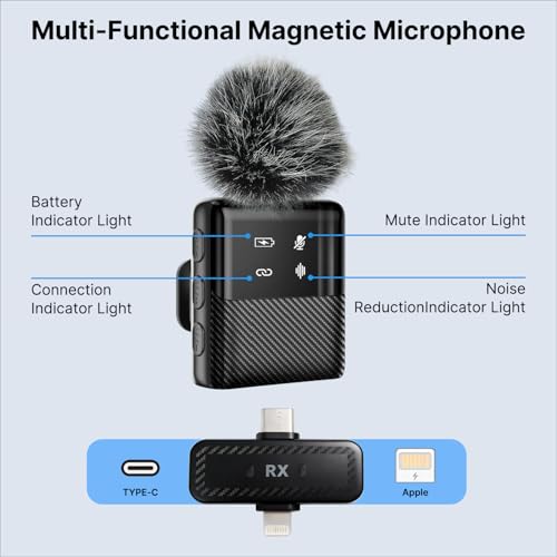 yAyusi Vlogging Kit for iPhone/Android, 78" Extendable Tripod Stand with Magnetic Microphone/Ring Light/Phone Clip/Remote Control, YouTube Starter Kit for Video Recording, Live Streaming