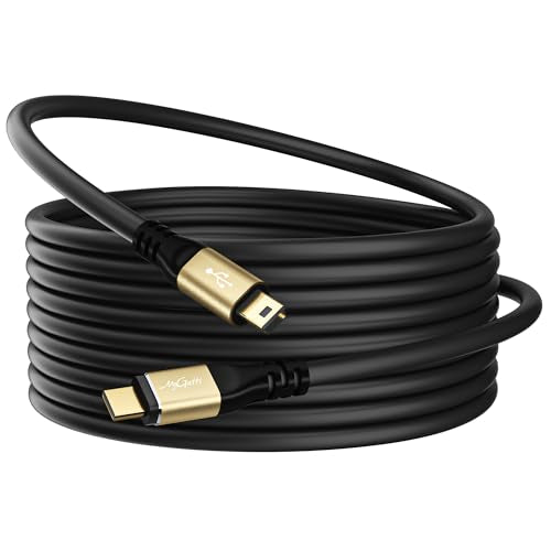 USB C to Mini USB Cable 15FT, Extra Long Mini B 5-Pin to Type 2.0 Cord, Charging & Data Transfer, Compatible with PS3 Controller, Digital Camera, Dash Cam, MP3 Player, Hero 3+, GPS Receiver - size: 15FT
