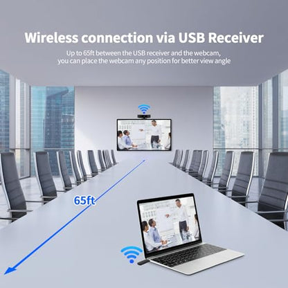 1080P Wireless Webcam for PC, Webcam with Noise-reducing Mic, 92°FOV，360° Rotation, Plug and Play, Wireless Camera Works with Skype, Zoom for Conference meetings, video calls (USB-powered Version) - color: Black