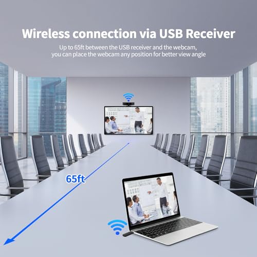 1080P Wireless Webcam for PC, Webcam with Noise-reducing Mic, 92°FOV，360° Rotation, Plug and Play, Wireless Camera Works with Skype, Zoom for Conference meetings, video calls (USB-powered Version) - color: Black