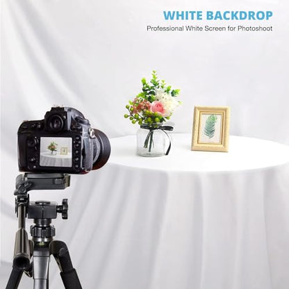 Aimosen 10 X 12 FT Large White Backdrop Background for Photography, Pure White Screen for Zoom Meeting, Polyester Cloth Fabric Curtain, Chromakey Video Photoshoot Studio YouTube Conference Streaming - color: White