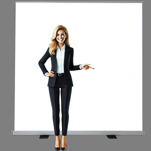Retractable Backdrop Stand 60"x90" – Premium Plastic Adjustable Banner Frame, Lightweight Foldable Display Stand with Carry Bag for Photography, Trade Shows, Events – 4 Colors (Black / White / Green / Gray) (WHITE) - color: WHITE