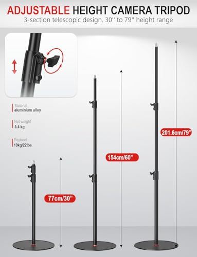 EMART Round Base Light Stand, 79" Heavy Duty Monopod for Camera, Lights, Webcam, Live Streaming, Vlogging, Payload 22LBS(2 Pack) - size: 2 Pack
