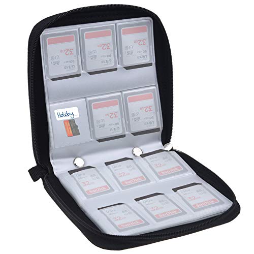 Eco-Fused Memory Card Case - Fits up to 44x SD, SDHC, Micro SD, Mini SD and 4X CF - Holder with 44 Slots - color: Black / 44 slots - 1 pack