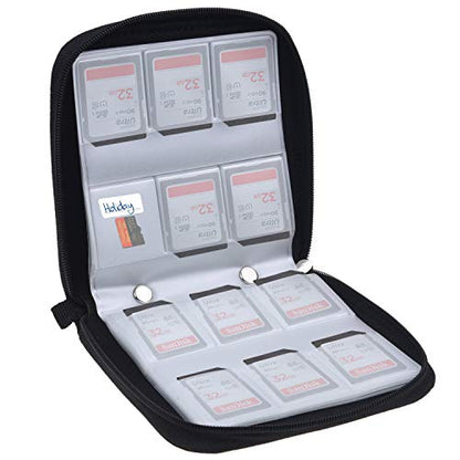 Eco-Fused Memory Card Case - Fits up to 44x SD, SDHC, Micro SD, Mini SD and 4X CF - Holder with 44 Slots - color: Black / 44 slots - 1 pack