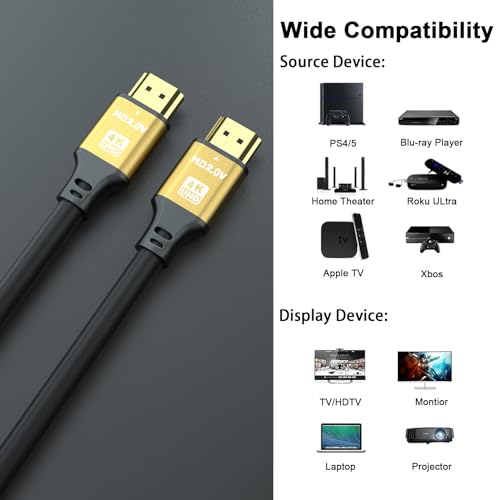 40FT Long HDMI Cable 4K@60Hz, High Speed 4K HDMI Cable with Gold Plated Connectors, Gold Aluminum Housing, for Projector, Home Theater, Classroom, Church, Large Room, AV Cabinet Setup. - size: 40FT