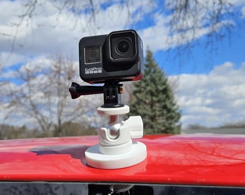 ULIBERMAGNET White Magnetic Camera Mount, Strong Magnetic Mount with 360° Rotation Ball Head, Security Camera Holder with 1/4 inch Thread for GoPro,DJI OSMO Action - style: White 2.59INCH Magnetic Camera Mounts