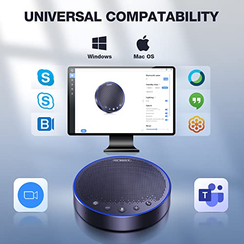 EMEET M3 Conference Speaker and Microphone, Zoom Certified Bluetooth Speakerphone with 4 AI Mics 360° Voice Pickup, 18H Talk Time, USB 2.0&Bluetooth 5.0 with Daisy Chain for 20 People for Zoom Teams - style: M3-12 People