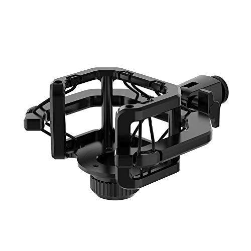 Universal Microphone Shock Mount, Anti Vibration Shock Mount with Filter Screen for Microphones Diameter 21-62mm, Compatible for 3/8 and 5/8 Thread, Reduce Noise Easy Install