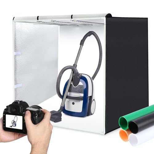 Photo Studio Light Box, PULUZ 80cm/32 inch Portable Lightbox Photo Shooting Tent Folding Photography Lighting Kit with 126 LED Lights & 3 Colors Backdrops (Black, White, Orange) - size: 32 inch
