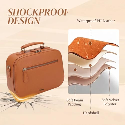 Camera Sling Bag, Waterproof PU Leather Crossbody Camere Bag for Photographers, Small Shockproof Case with Removable Dividers for DSLR/SLR/Mirrorless, 4L Brown - color: Brown
