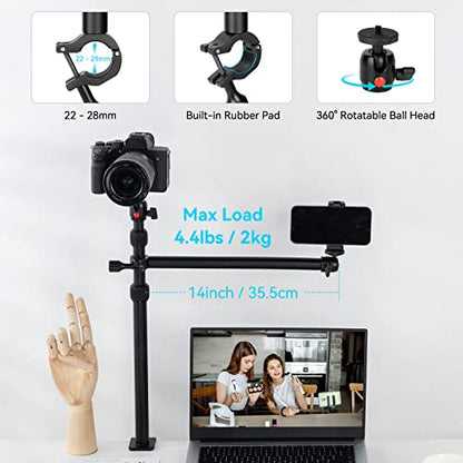 SMALLRIG Camera Desk Mount Table Stand with Magic Arm and 1/4" Ball Head, 13"-35.4" Adjustable Light Stand, Tabletop C Clamp for DSLR Camera, Ring Light, Live Streaming, Photo Video Shooting - 3992 - style: Clamp 3992