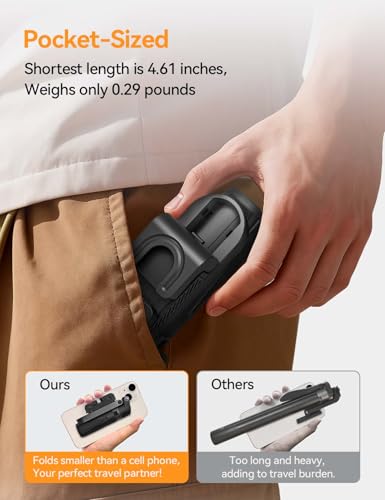 Takerers Portable Selfie Stick Tripod with Remote【Pocket Size】 4-in-1 Extendable Cell Phone Tripod【360° Rotation】 Mini Selfie Stick for iPhone Android Phone Holder for Video Recording Live Streaming - style: Standard Serie