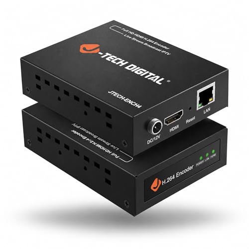 J-Tech Digital HDMI Encoder, 4K 60Hz Input 1080P 60Hz Output H.264 H.265 IPTV Network Video Encoder, Supports UDP, HTTP, RTSP, RTMP, RTMPS, SRT, HLS, FLV, ONVIF Protocols [JTECH-ENCH4] - size: 4K Input Encoder