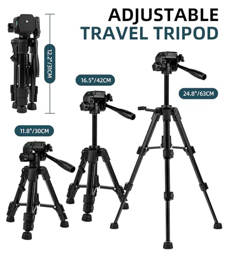 25'' Mini Tripod for Camera, Small Tabletop Travel Camera Stand, Compact Portable Desk Lightweight Tripods for DLSR Cell Phone Vlog Video Recording - size: 25in(Alu)
