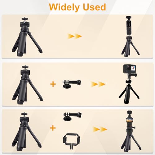 Osmo Pocket 3 Tripod, Extendable Mini Tripod Stand Desk Table and Selfie Stick Tripods for Camera, Portable Lightweight Stand for DJI Osmo Pocket 3 2 Action 5 4, GoPro Hero 13 12 11 10 9 8 and More