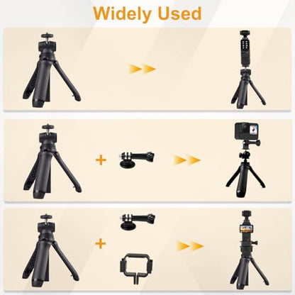 Osmo Pocket 3 Tripod, Extendable Mini Tripod Stand Desk Table and Selfie Stick Tripods for Camera, Portable Lightweight Stand for DJI Osmo Pocket 3 2 Action 5 4, GoPro Hero 13 12 11 10 9 8 and More