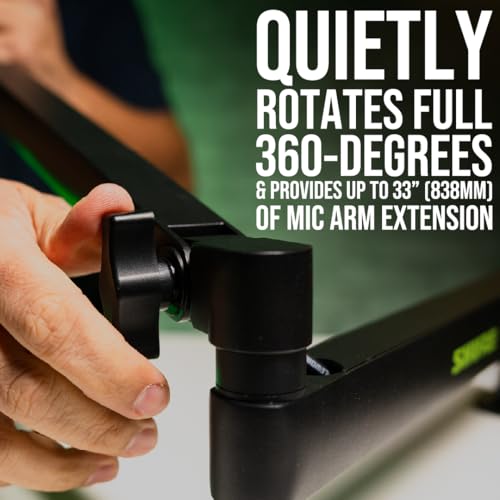Shure by Gator Premium Low-Profile Desktop Mic Boom Stand; Fully Adjustable for Podcast, Streaming, and Home Office Setups (SH-BROADCAST2)