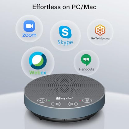 USB Speakerphone,Conference Microphone for Home Office, Omnidirectional Desktop PC Speaker with 360° Voice Pickup, Noise Cancelling, Plug & Play for Zoom/Teams/Skype, Webinar,Online Classes