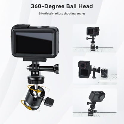 UTEBIT 31mm Strong Magnetic Camera Mounting Base, Magnet Action Camera Mount with 360° Rotation Mini Ball Head & Phone Holder Mount, Compatible with Gopro Hero, DJI Osmo Action Osmo Nano, Insta 360 - size: 31MM